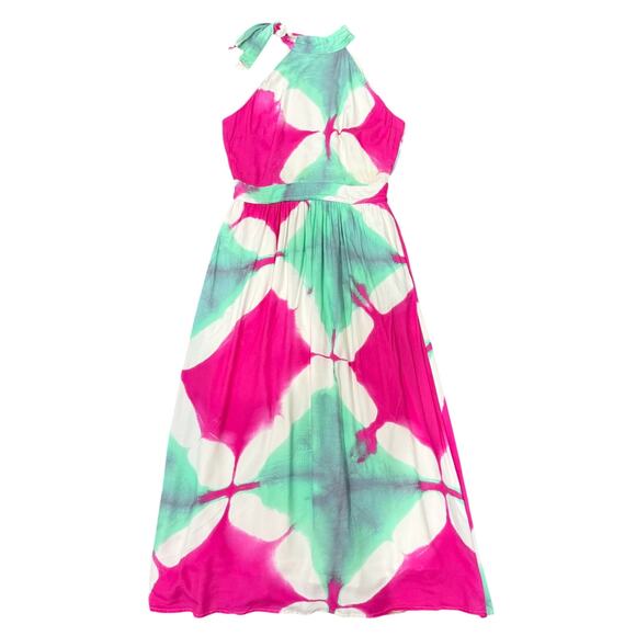 Busayo x RTR Tie Dye Halter Dress in Green/Pink, Size US 8 - Picture 4 of 11